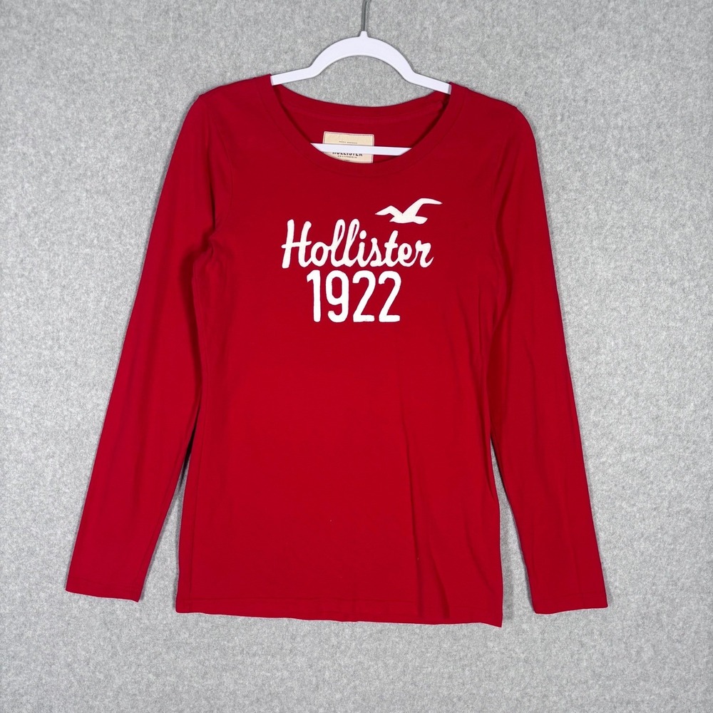 Hollister 1922 Long Sleeve T Shirt Large Red Graphic Bird California Logo Thin